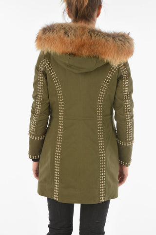 COUTURE Studded Fox Fur Edged WORK IT OUT Parka