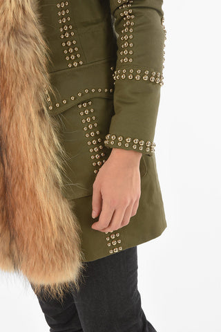 COUTURE Studded Fox Fur Edged WORK IT OUT Parka