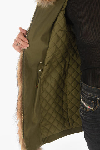 COUTURE Studded Fox Fur Edged WORK IT OUT Parka