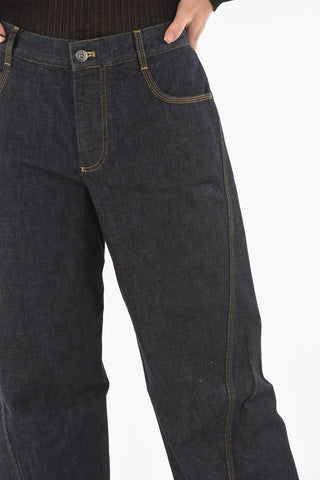 Dark-wash High-rise Flared Jeans with Contrasting Trimmings