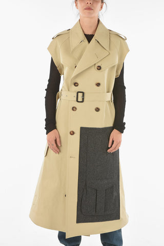 MM1 Double-breasted Sleeveless Trenchcoat with Wool Patch