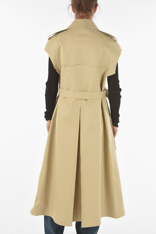 MM1 Double-breasted Sleeveless Trenchcoat with Wool Patch