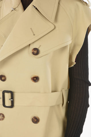 MM1 Double-breasted Sleeveless Trenchcoat with Wool Patch
