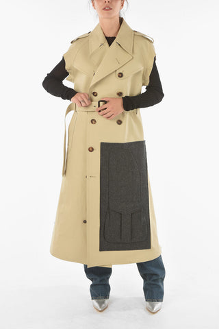 MM1 Double-breasted Sleeveless Trenchcoat with Wool Patch