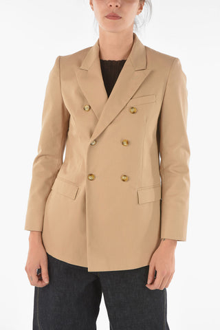 Lined Double-breasted Blazer with Back Split