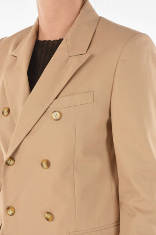 Lined Double-breasted Blazer with Back Split