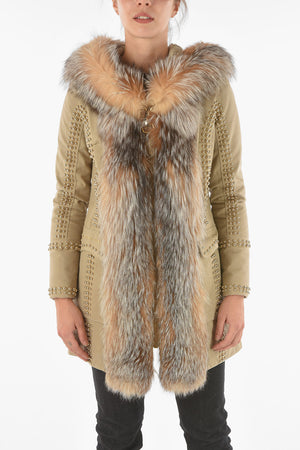 COUTURE Parka AMAZING FUR Mit Nieten Und Fuchspelzbesatz