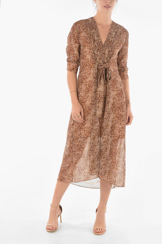 Long INA TABBY Dress with Pleated V-neck
