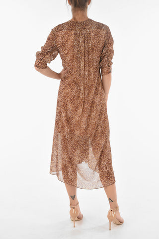 Long INA TABBY Dress with Pleated V-neck