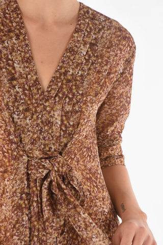 Long INA TABBY Dress with Pleated V-neck