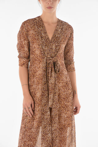 Long INA TABBY Dress with Pleated V-neck