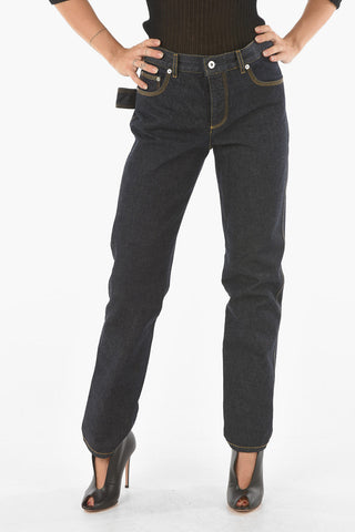 Dark-wash ICON Straight Jeans with Contrasting Trimmings