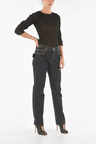 Dark-wash ICON Straight Jeans with Contrasting Trimmings