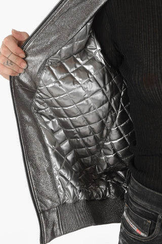 COUTURE Lamè Leather STONE Bomber Jacket