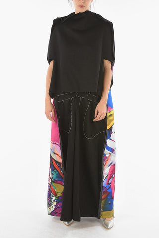 Jersey Raw-cut Maxi Dress with Back Maxi Print