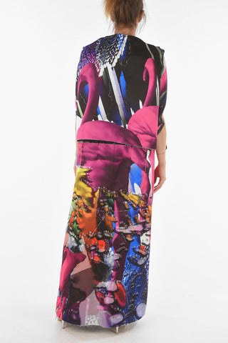 Jersey Raw-cut Maxi Dress with Back Maxi Print