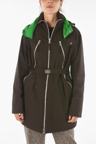 Stretch Tech Fabric Parka with Two-tone Hood