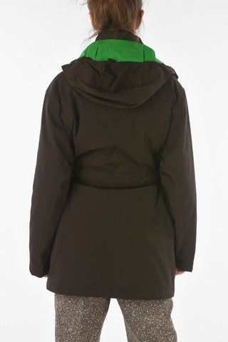 Stretch Tech Fabric Parka with Two-tone Hood