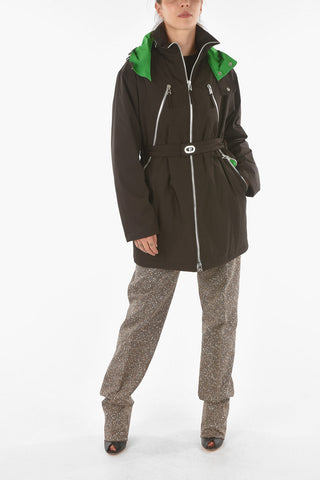 Stretch Tech Fabric Parka with Two-tone Hood