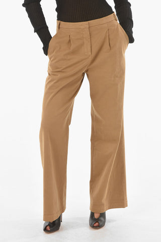 Single-pleated Boot-cut Pants with Belt Loops