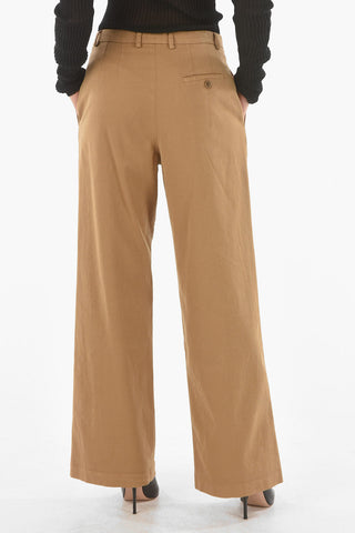 Single-pleated Boot-cut Pants with Belt Loops