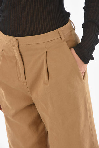 Single-pleated Boot-cut Pants with Belt Loops