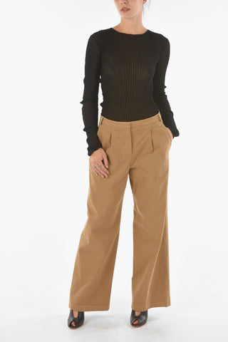 Single-pleated Boot-cut Pants with Belt Loops
