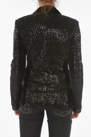 COUTURE Sequined Sleeve and Back PAILLETTES Velour Blazer