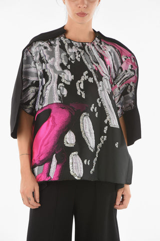 Lurex Detail Asymmetric Oversized Top