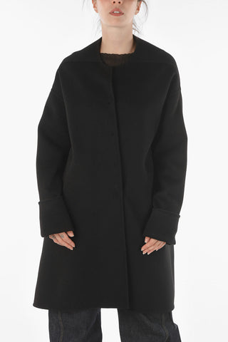 Cashmere Flared Crewneck Coat with Cut-out Details
