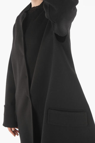 Cashmere Flared Crewneck Coat with Cut-out Details