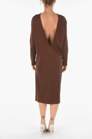 MM1 Lurex Long Dress with Back Plunging Neckline