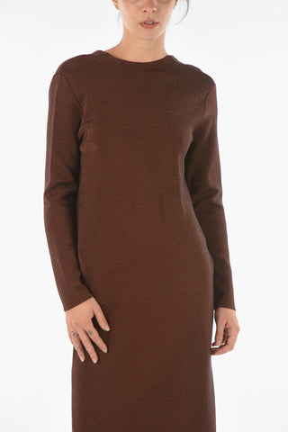 MM1 Lurex Long Dress with Back Plunging Neckline