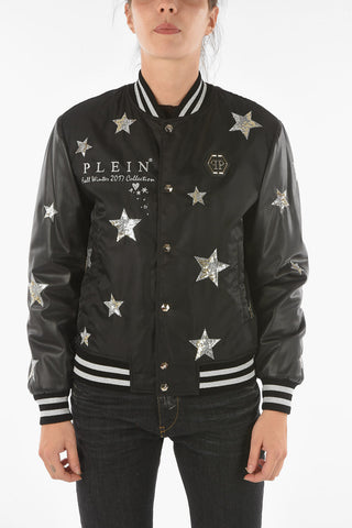 COUTURE Eco-Leather Sleeve STARLIGHT Quilted Bomber Jacket