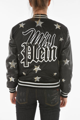 COUTURE Eco-Leather Sleeve STARLIGHT Quilted Bomber Jacket