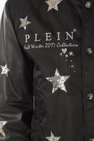 COUTURE Eco-Leather Sleeve STARLIGHT Quilted Bomber Jacket