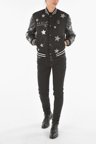 COUTURE Eco-Leather Sleeve STARLIGHT Quilted Bomber Jacket