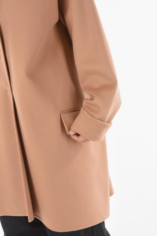 Cashmere Flared Crewneck Coat with Cut-out Details