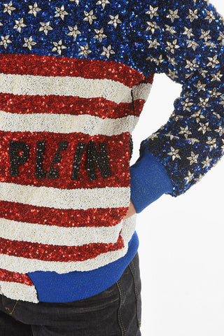 COUTURE 봄버 AMERICA 올오버 스팽글과 크리스털