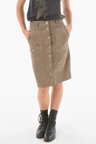 Suede Leather LOREL Mini Skirt with High Rise