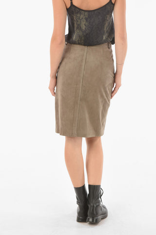 Suede Leather LOREL Mini Skirt with High Rise