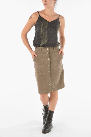 Suede Leather LOREL Mini Skirt with High Rise