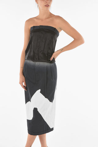 Off-shoulder Midi Dress with Satin Corset