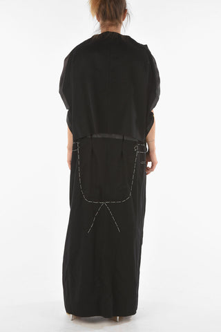 Wool Raw-cut Maxi Dress with Lurex SIde Bands