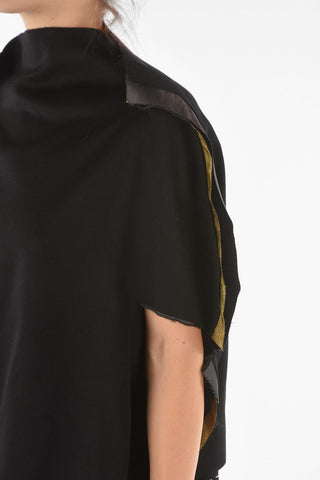 Wool Raw-cut Maxi Dress with Lurex SIde Bands