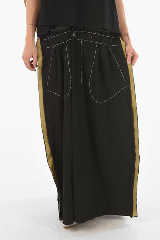 Wool Raw-cut Maxi Dress with Lurex SIde Bands