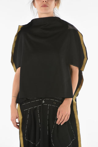 Wool Raw-cut Maxi Dress with Lurex SIde Bands