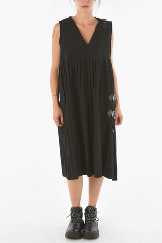 MM6 Pleated Midi Dress with Buckles