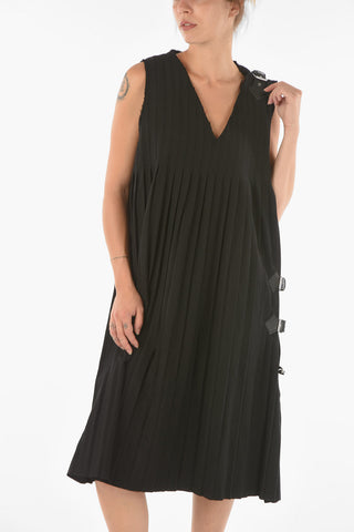 MM6 Pleated Midi Dress with Buckles