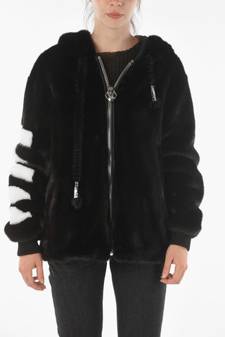 COUTURE Back Logo Hooded Mink Fur Jacket